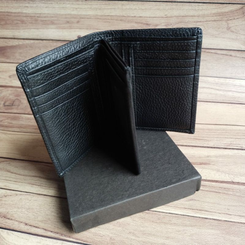 Dompet Asli Kulit Lipat Buku/Dompet Casual Tiga Dimensi Polos Kulit Asli