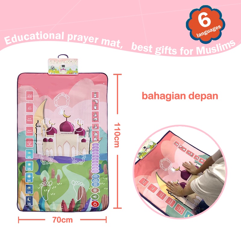SMART SAJADAH ANAK TRAVEL PREMIUM Edukasi Belajar Sholat Ngaji Prayer Mat Mekah Hadiah Anak-1