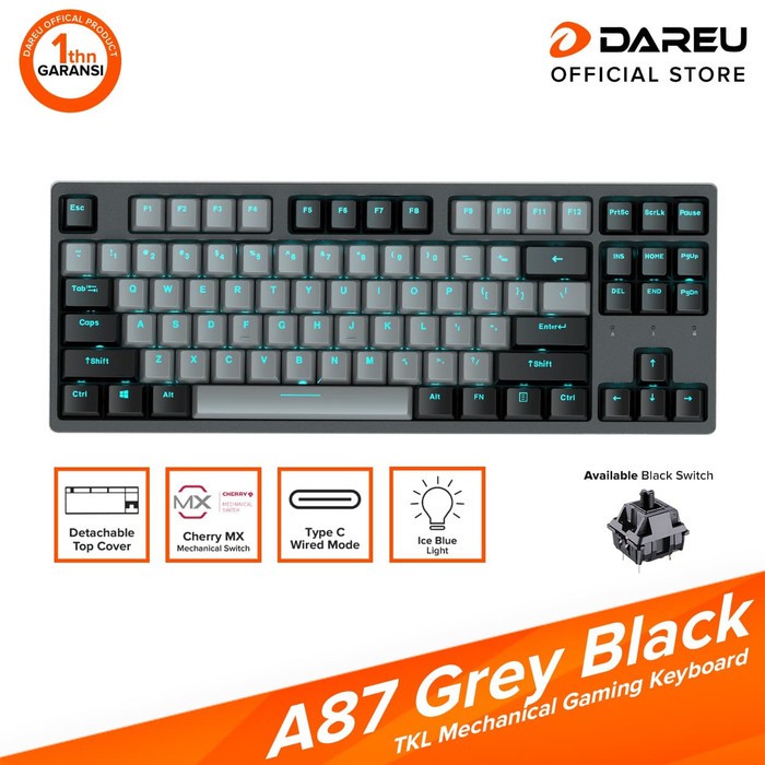 DAREU A-87 Grey Black Mechanical Keyboard E-Sports Cherry MX TKL