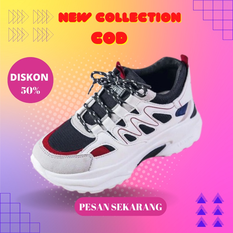 Sepatu Sneakers Wanita Olahraga Jogging Running Sport Sepatu Wanita Remaja Cewek Korea Tali Putih Ke
