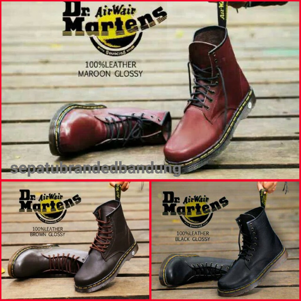 Jual Sepatu Dokmar Boots Pria Dr Martens Docmart High Boots Murah Maroon Casual Tinggi 8 Hall