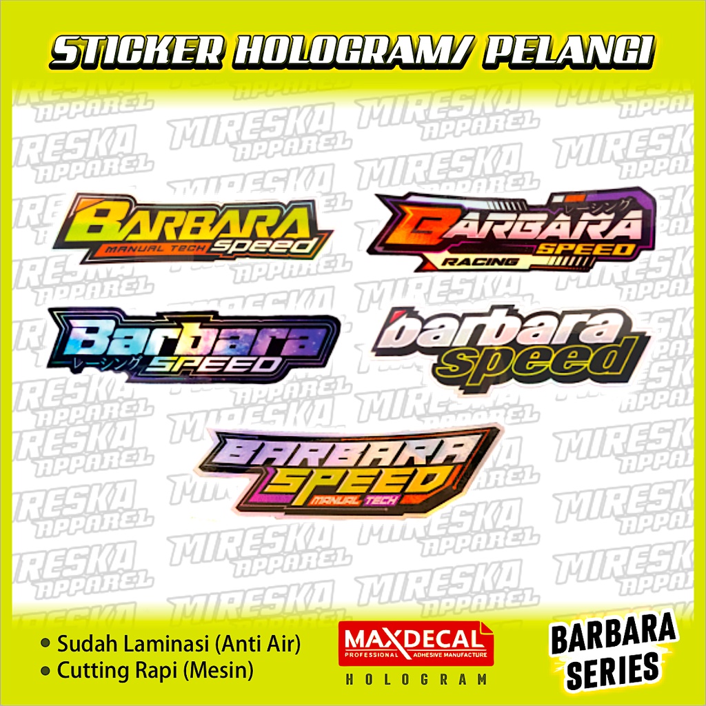 Terbaru Stiker Viral Hologram Terlaris BARBARA Series / Sticker Kata Kata /Sticker Motor Bengkel Bal