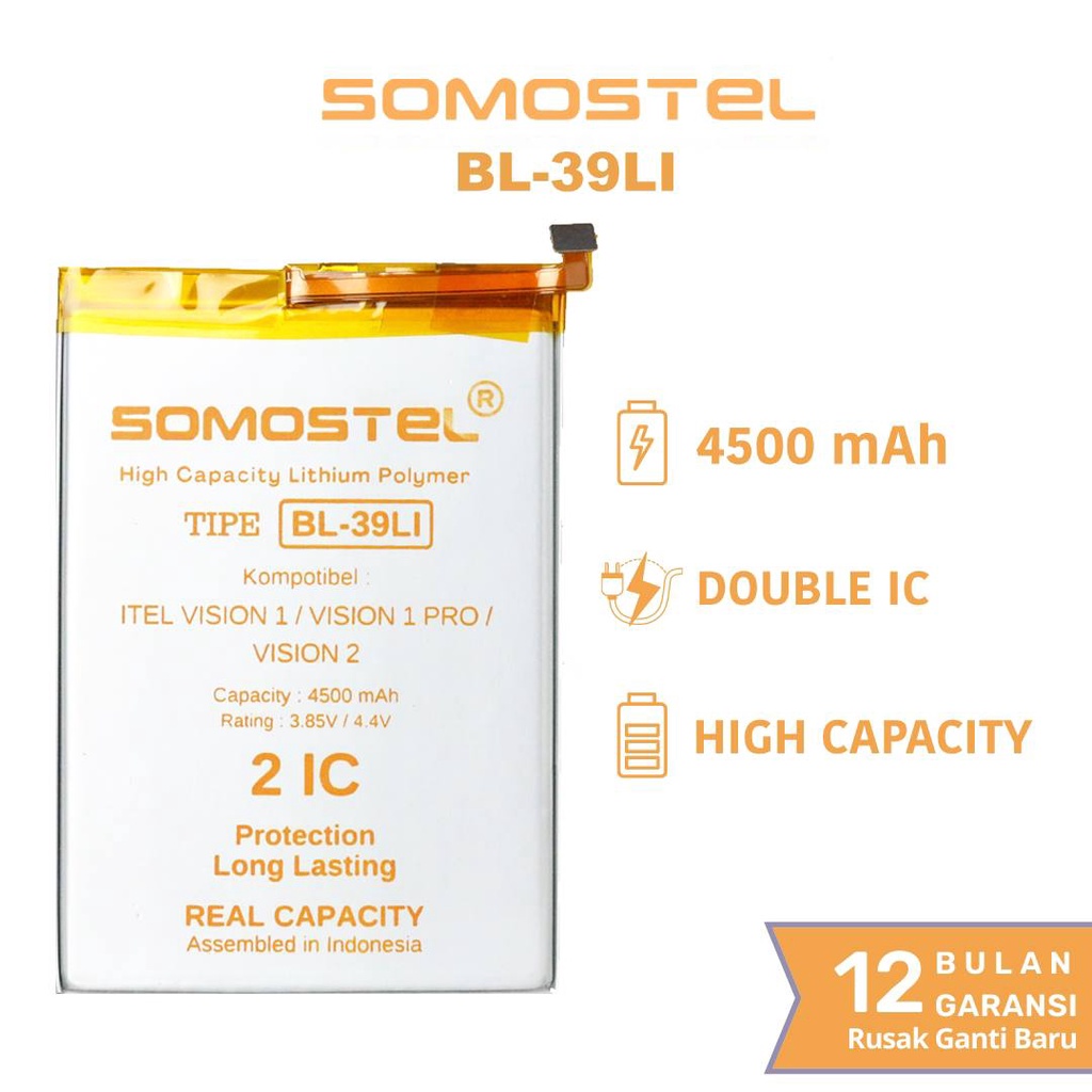 Somostel - BL-39LI Itel Vision 1 / Vision 1 Pro / Vision 2 Batre Batrai Baterai