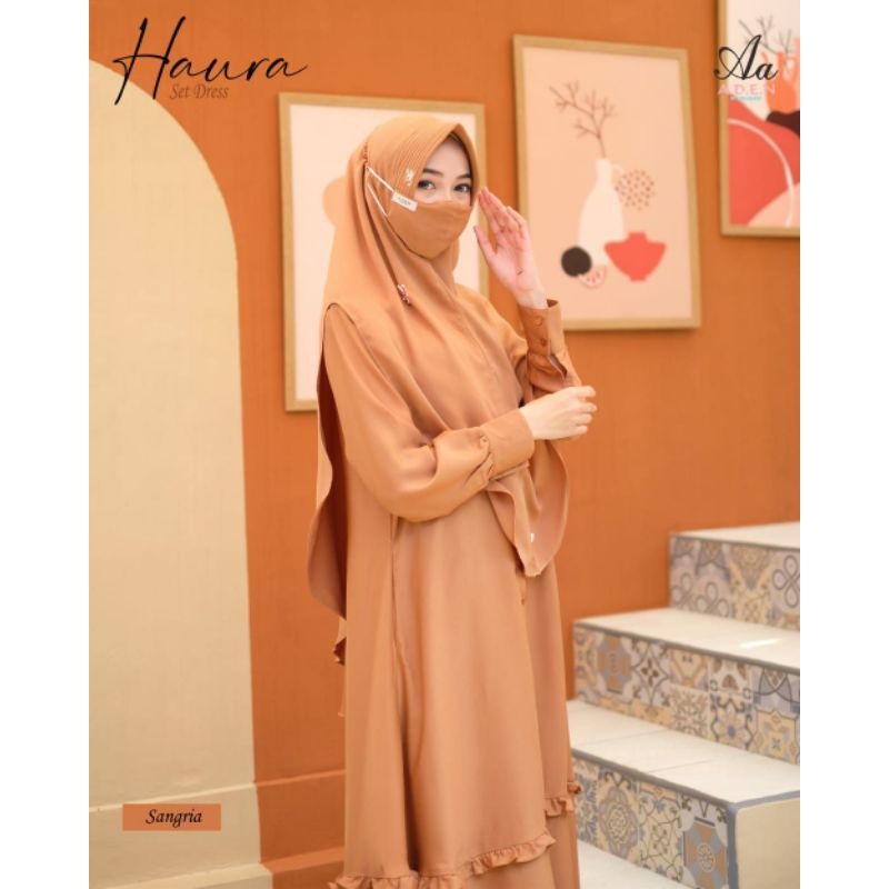 HAURA SET DRESS SANGRIA M || Gamis Syari by ADEN