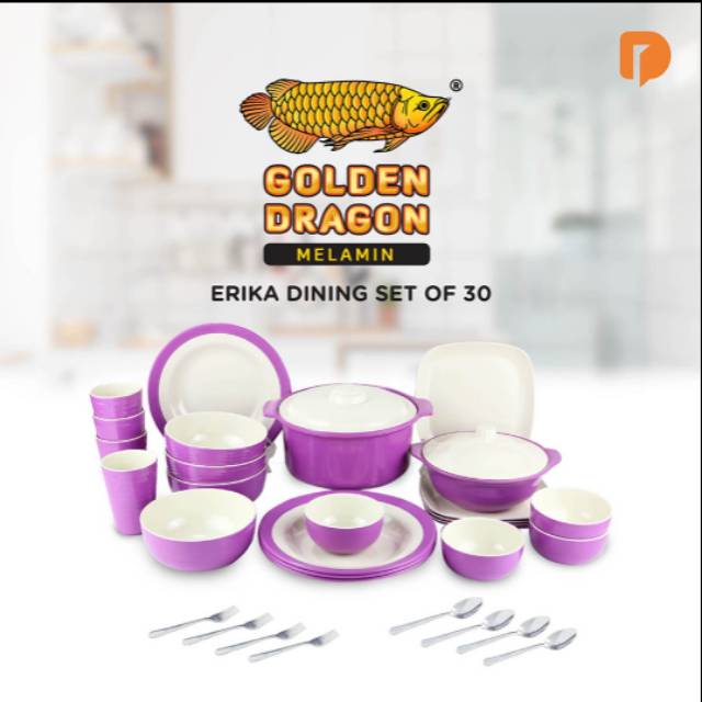 Piring melamin30 set golden dragon