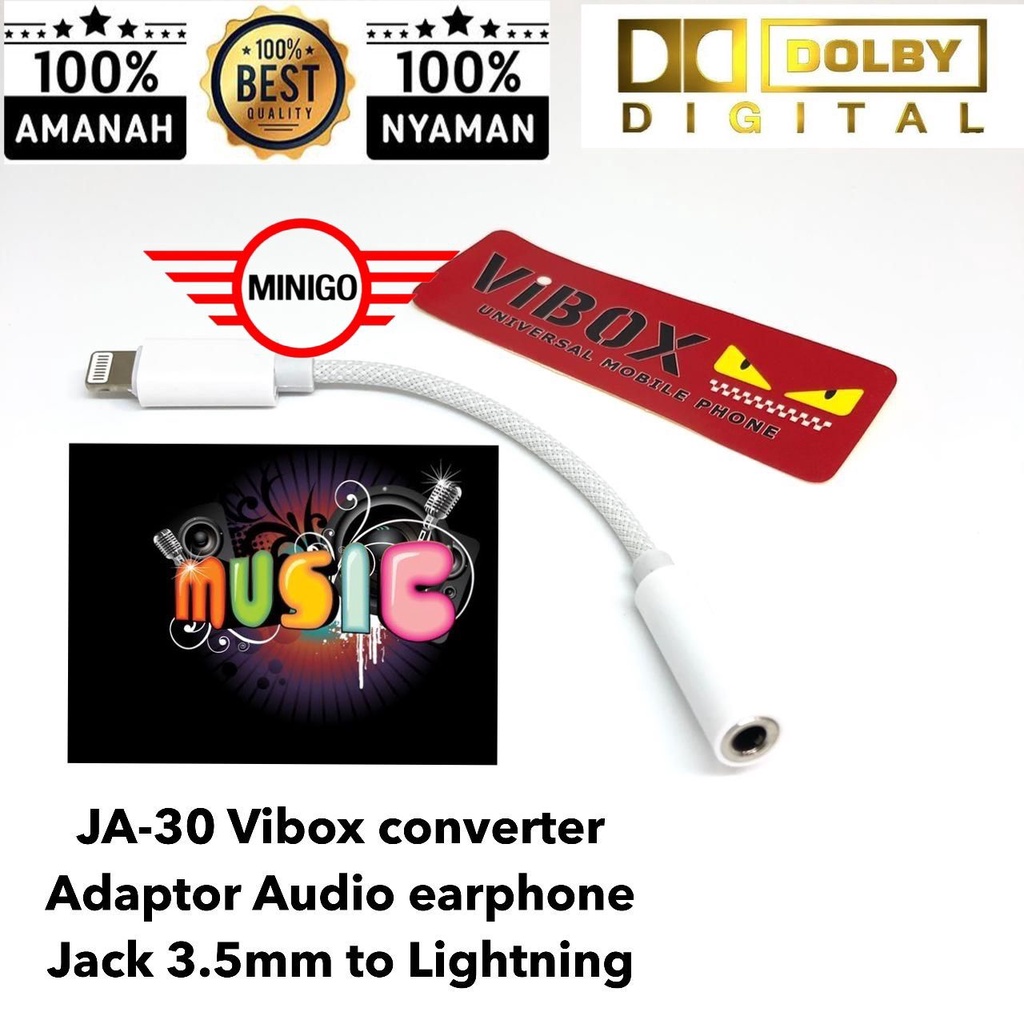 PROMO CONVERTER LIGHTNING TO AUDIO JACK ADAPTER MODEL JA30 (CONNECT BT ) KABEL WARNA MACARON CANDY