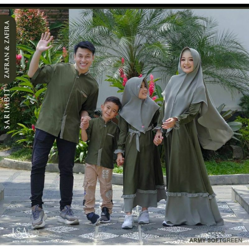 Gamis Preloved Sarimbit Zafira produk Isa hijab original|warna army softgreen|Busui friendly