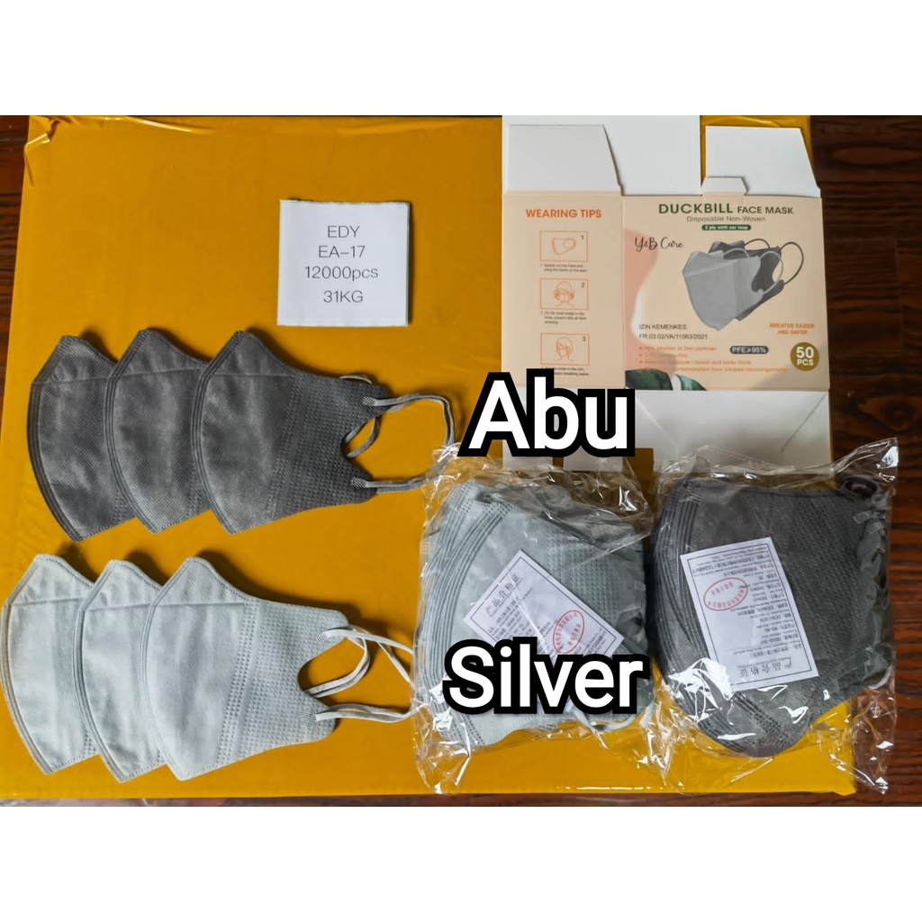 MASKER DUCKBIL ABU SILVER Y&amp;B ORIGINAL ISI 50PCS/BOX Y&amp;B