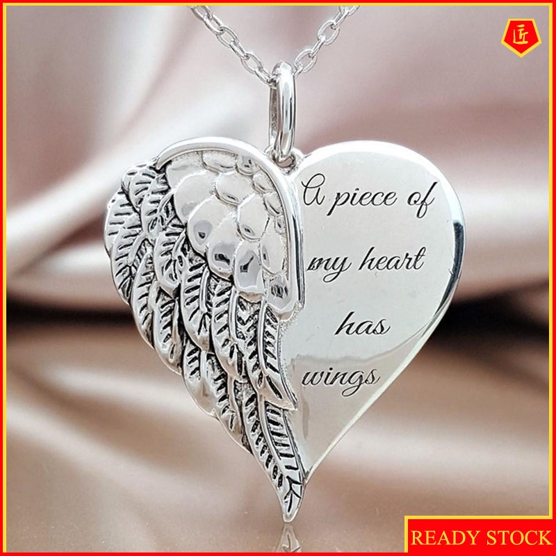 [Ready Stock]European and American Angel Wings English Inscription Necklace Female