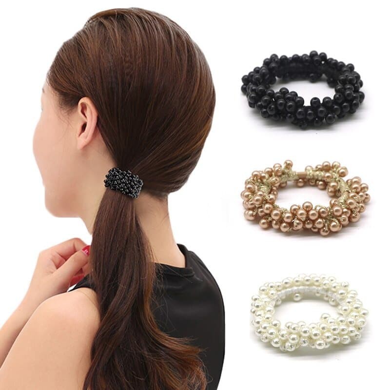 IKAT RAMBUT KOREA FULL MUTIARA PEARL / KARET RAMBUT WANITA BERKUALITAS