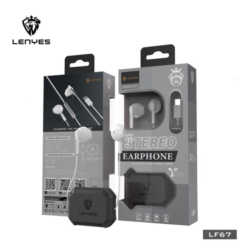 Handsfree LENYES LF67 Konektor Type C + Free Kotak Earphone