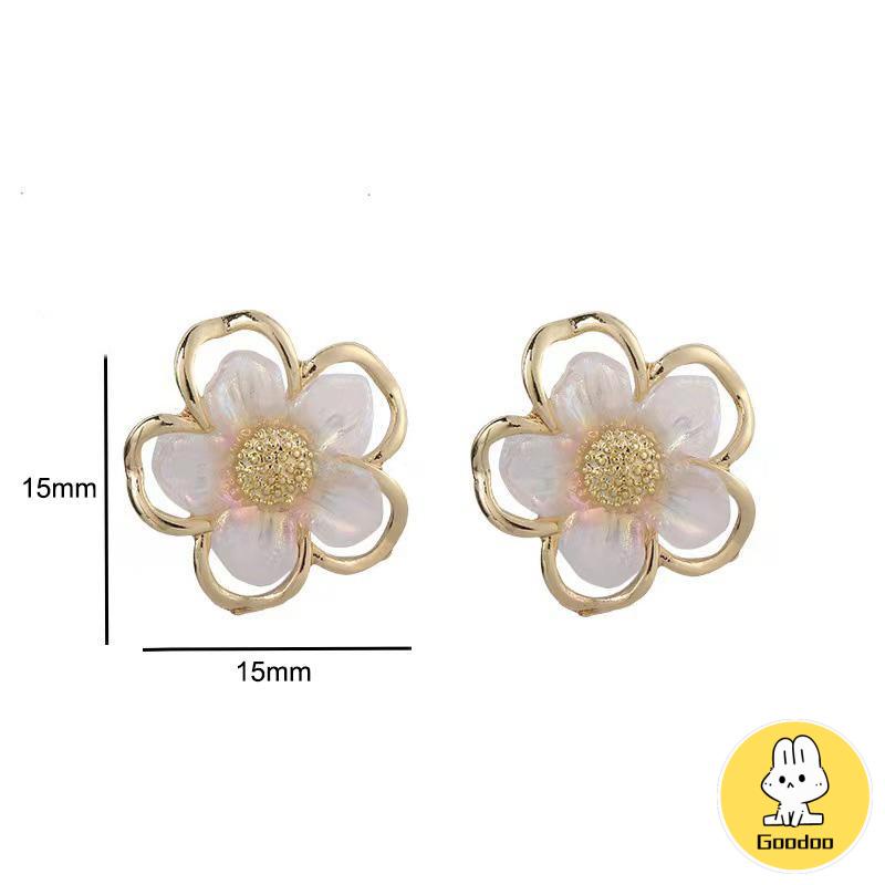 Simple Retro Super Fairy Double Layer Flower Earrings Wanita Anting Fashion Pribadi -Doo