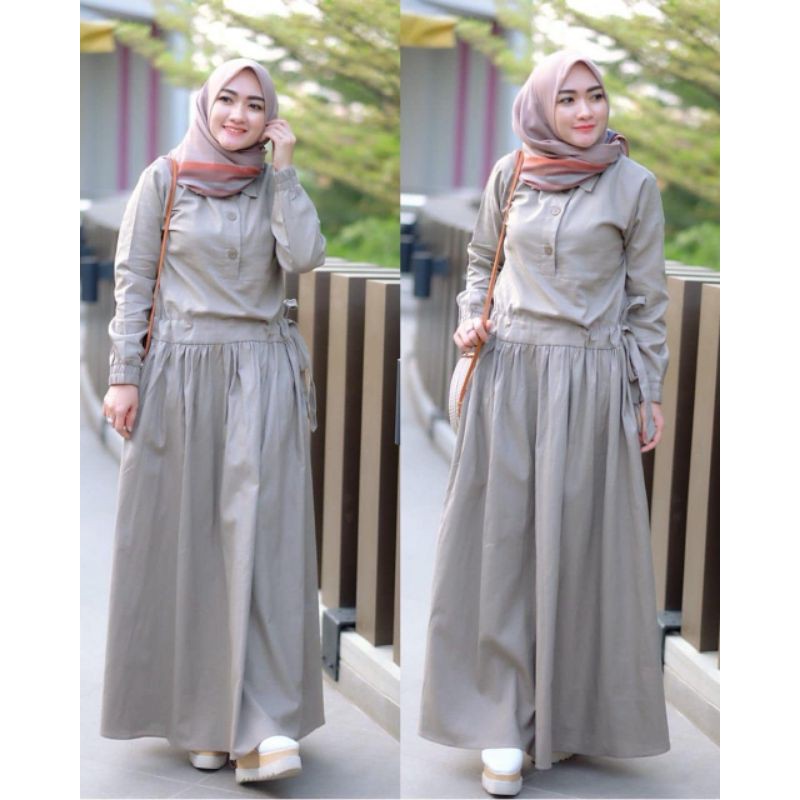 Baju Gamis Syari Sadira Dress Wanita Muslim-Grey