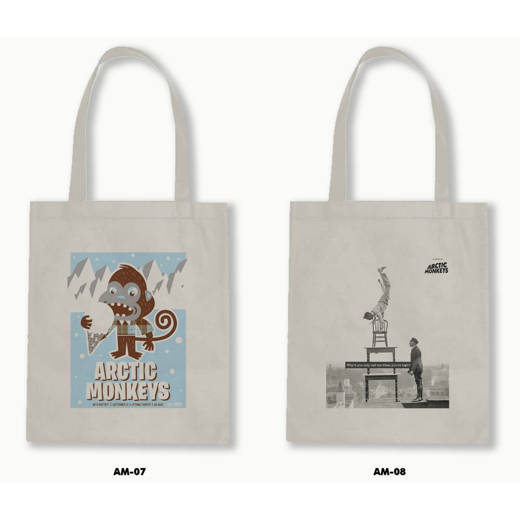 Tas Tote Bag Resleting Kanvas/Blacu  - Arctic Monkeys