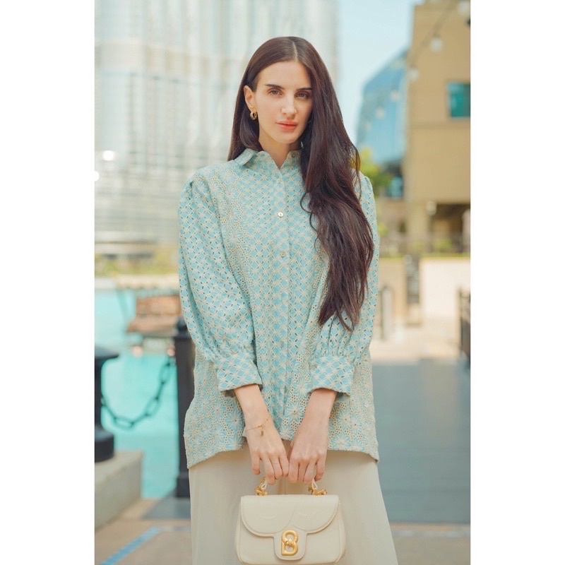 SIENNA SHIRT BENANG JARUM BLUE - XL