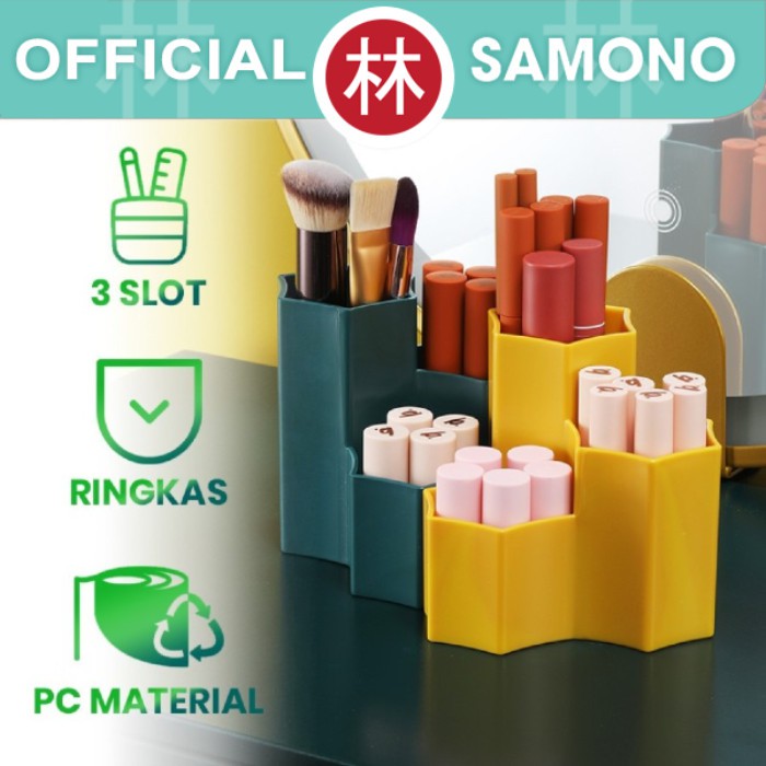 Samono SSB003 Make up Brush Holder 3 Slot Organizer Multifungsi