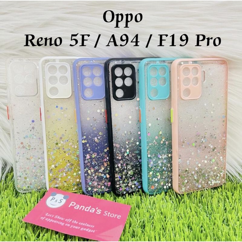 Glitter Case Oppo Reno 5F / A94 / F19 Pro Funny Color Dengan Pelindung Kamera (PsS)