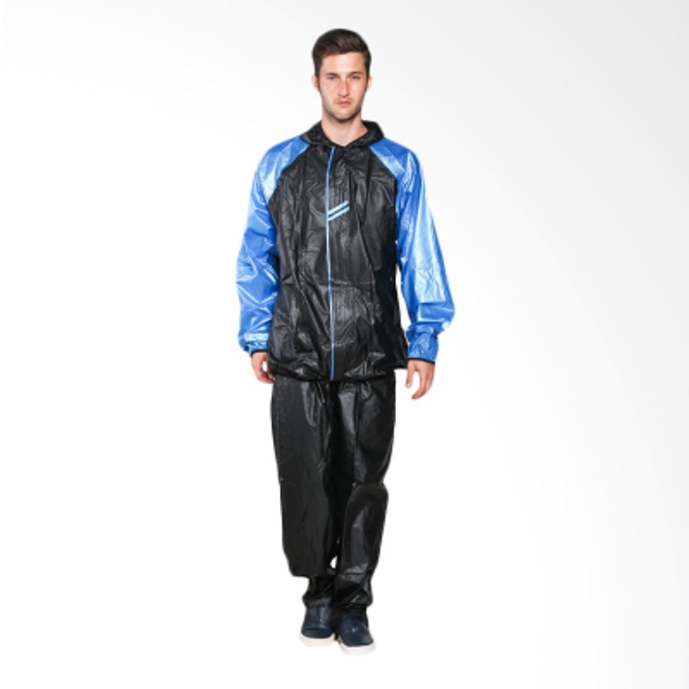 Jas Hujan Mezzo (Mezzo raincoat) Hitam Biru Termurah