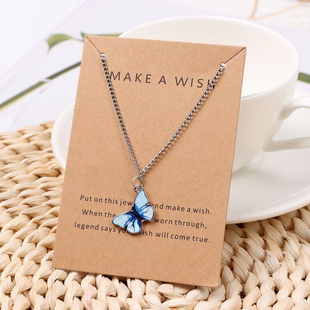 Lily Butterfly Necklace Hadiah Perhiasan Aksesoris Kalung Korea