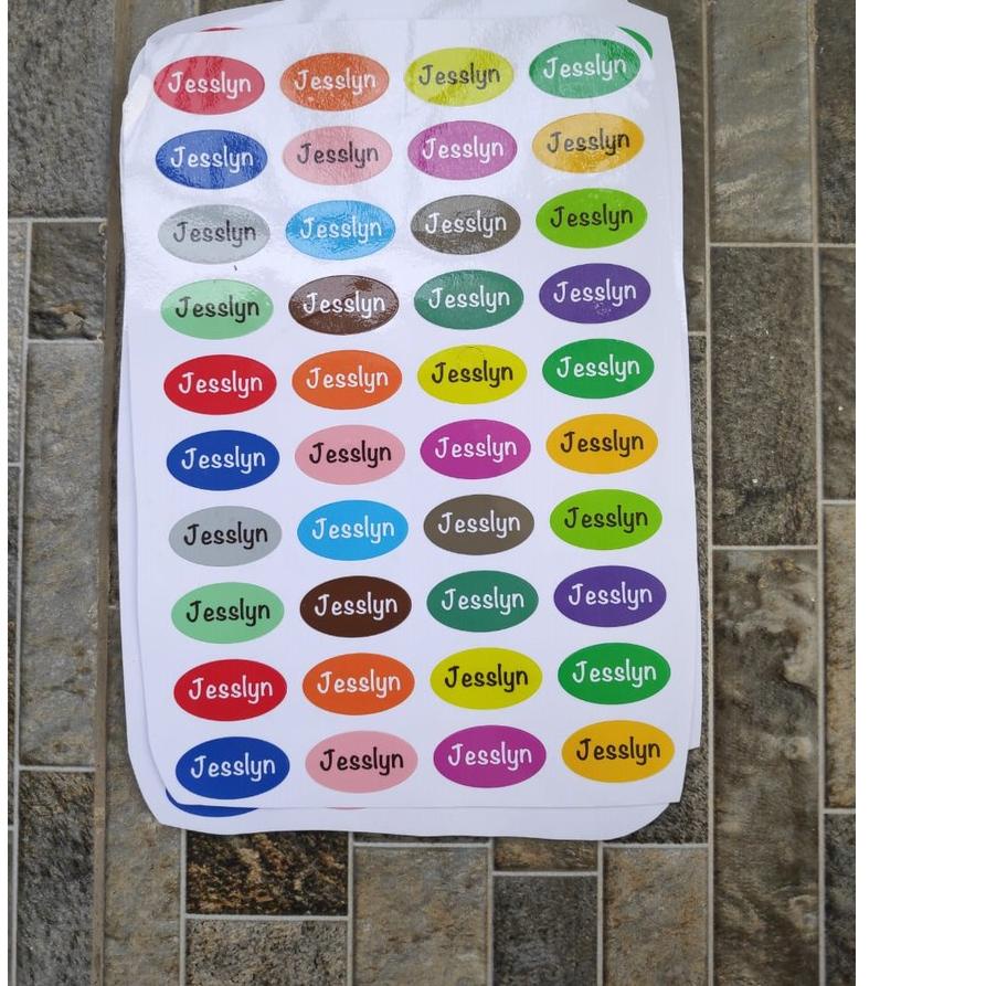 

빠 Stiker Nama Custom Penanda Pensil Pena Sikat Gigi Buku Tulis Charger Identitas Sticker Ukuran Kecil Oval Best