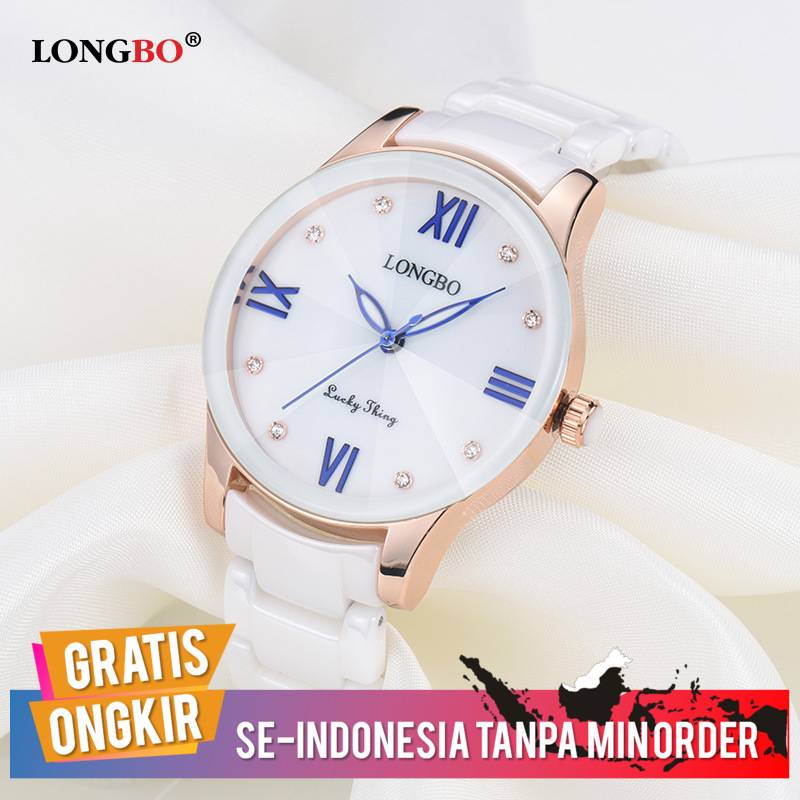 Jam Tangan Analog Wanita Longbo Ceramic fashion simple waterproof quartz watch
