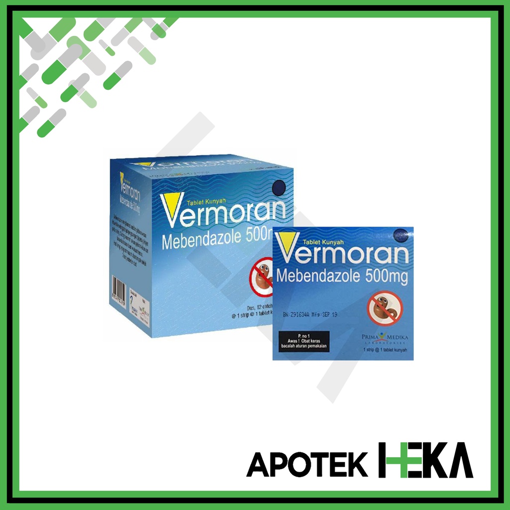 Vermoran 500 mg Box isi 12x1 Tablet - Mebendazole Obat Cacing (SEMARANG)