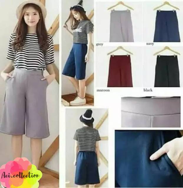 Celana Kulot Pendek Wanita Jersey