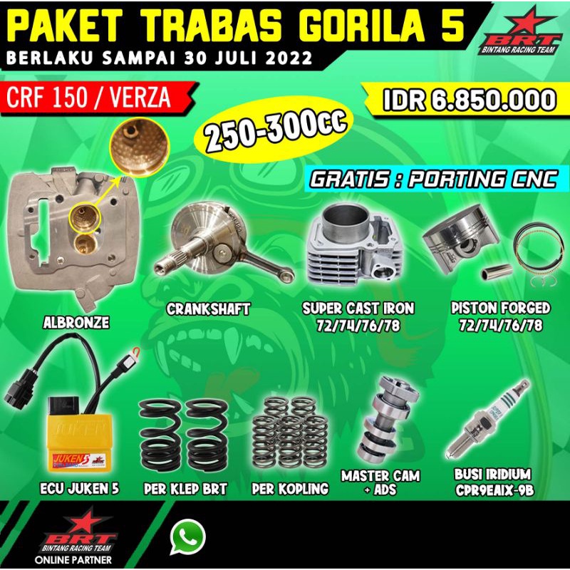 PAKET TRABAS GORILA 5 BRT CRF150 & VERZA