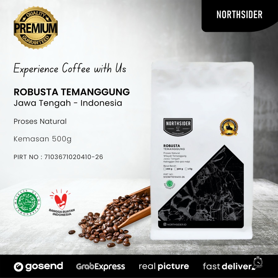 BIJI KOPI ROBUSTA TEMANGGUNG NATURAL - 500GR NORTHSIDER COFFEE