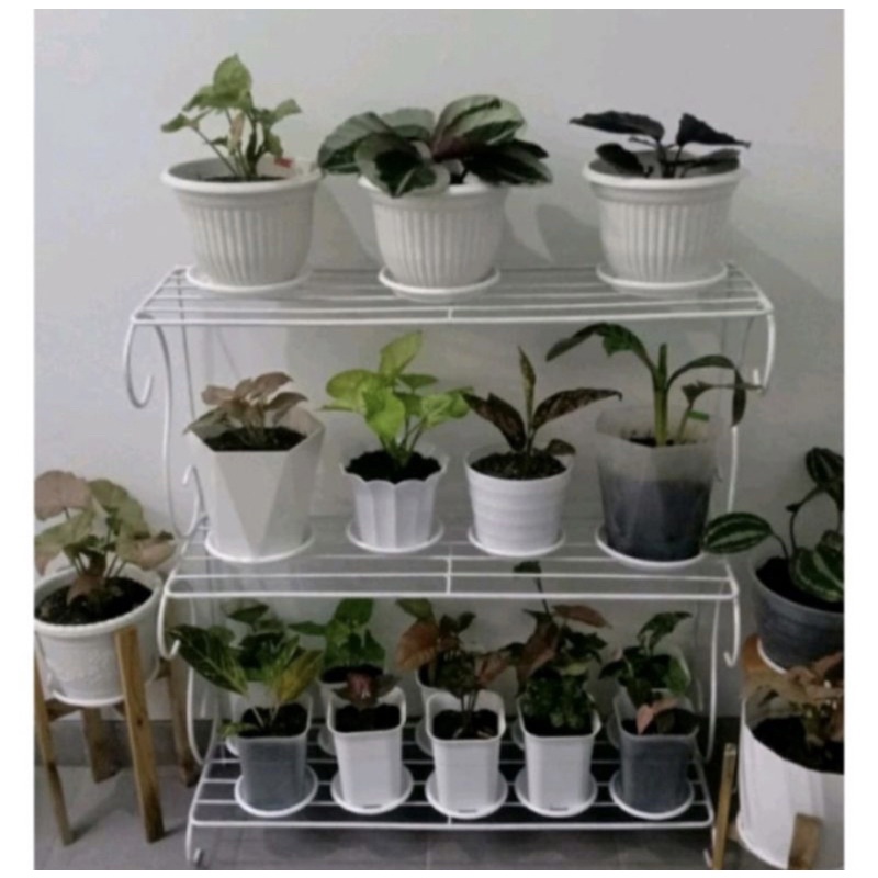 RAK BUNGA BESI / RAK MINIMALIS SUSUN 3 / POT BUNGA / RAK SERBAGUNA / TANAMAN HIAS
