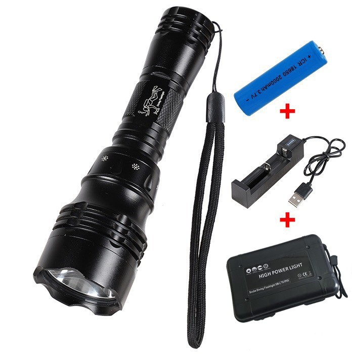 Paket Senter Selam Senter Diving LED Scuba Diving XML-T6 Waterproof 50M Underwater