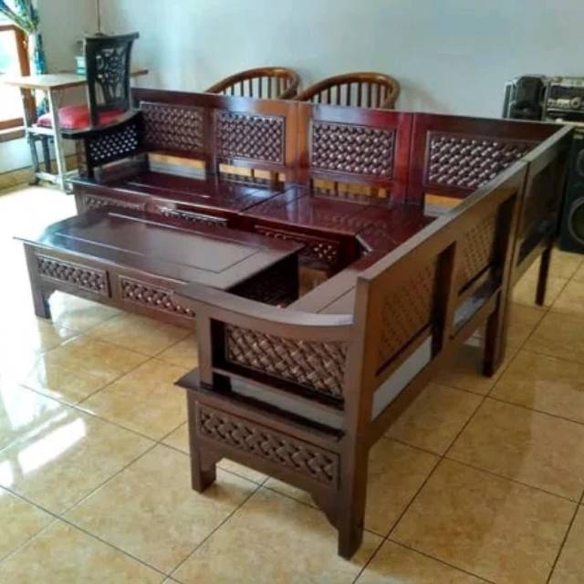 Kursi Meja Tamu Sudut Murah Kayu Jati Jepara Minimalis Mewah
