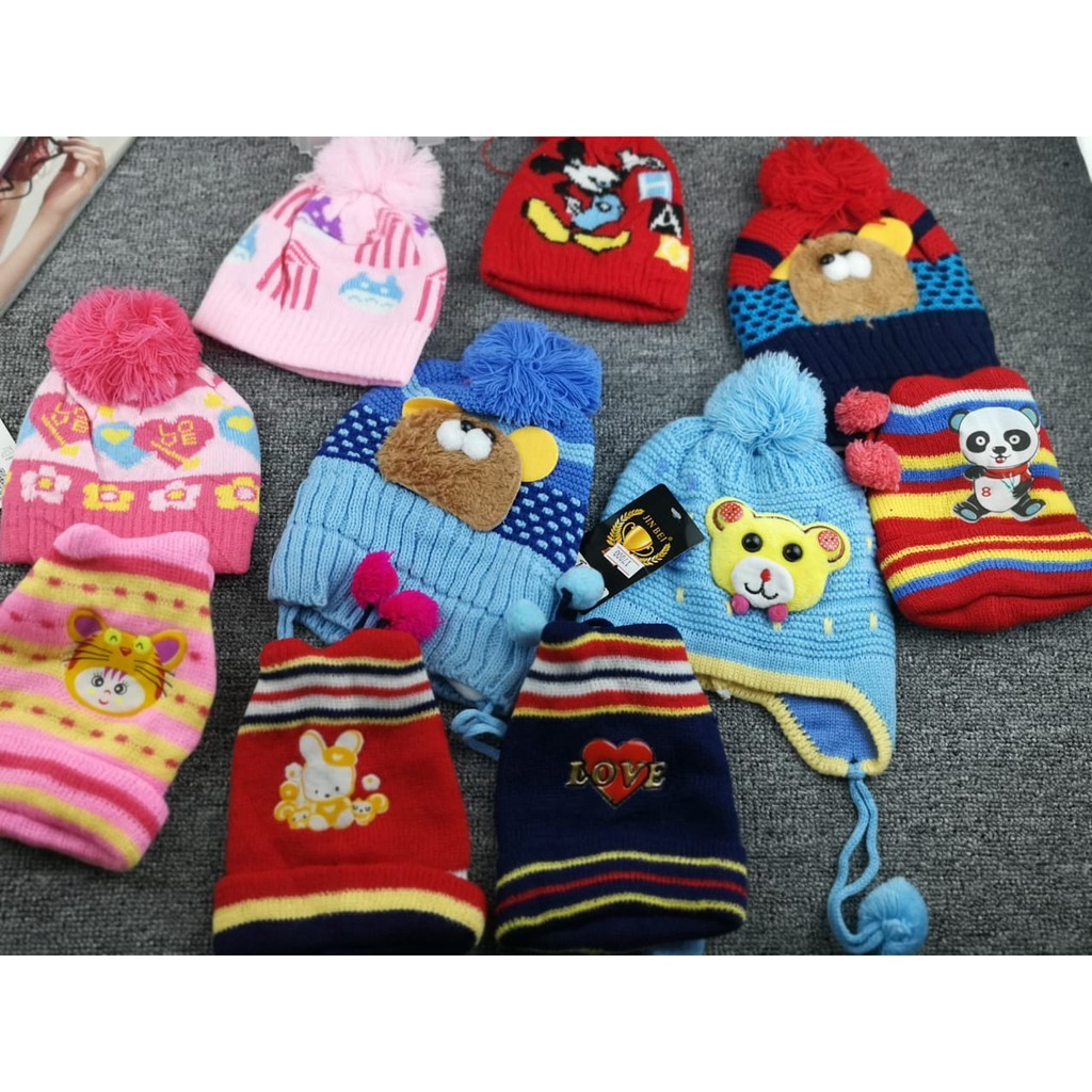 Topi Bayi / Topi Kupluk Bayi ( Usia 0 - 1 Tahun ) Bahan Rajut, Hangat