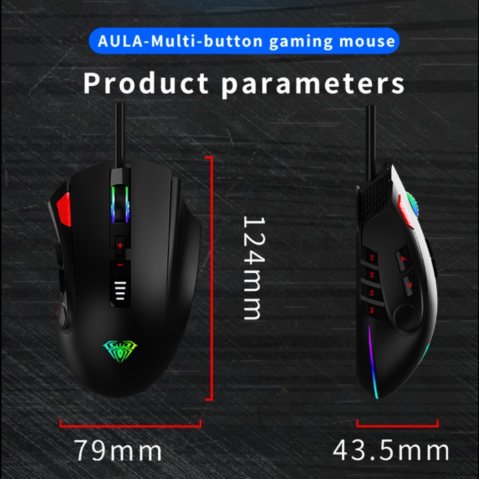 Mouse Gaming Full key programming AULA H-512 - Sensor P3325 -RGB LED