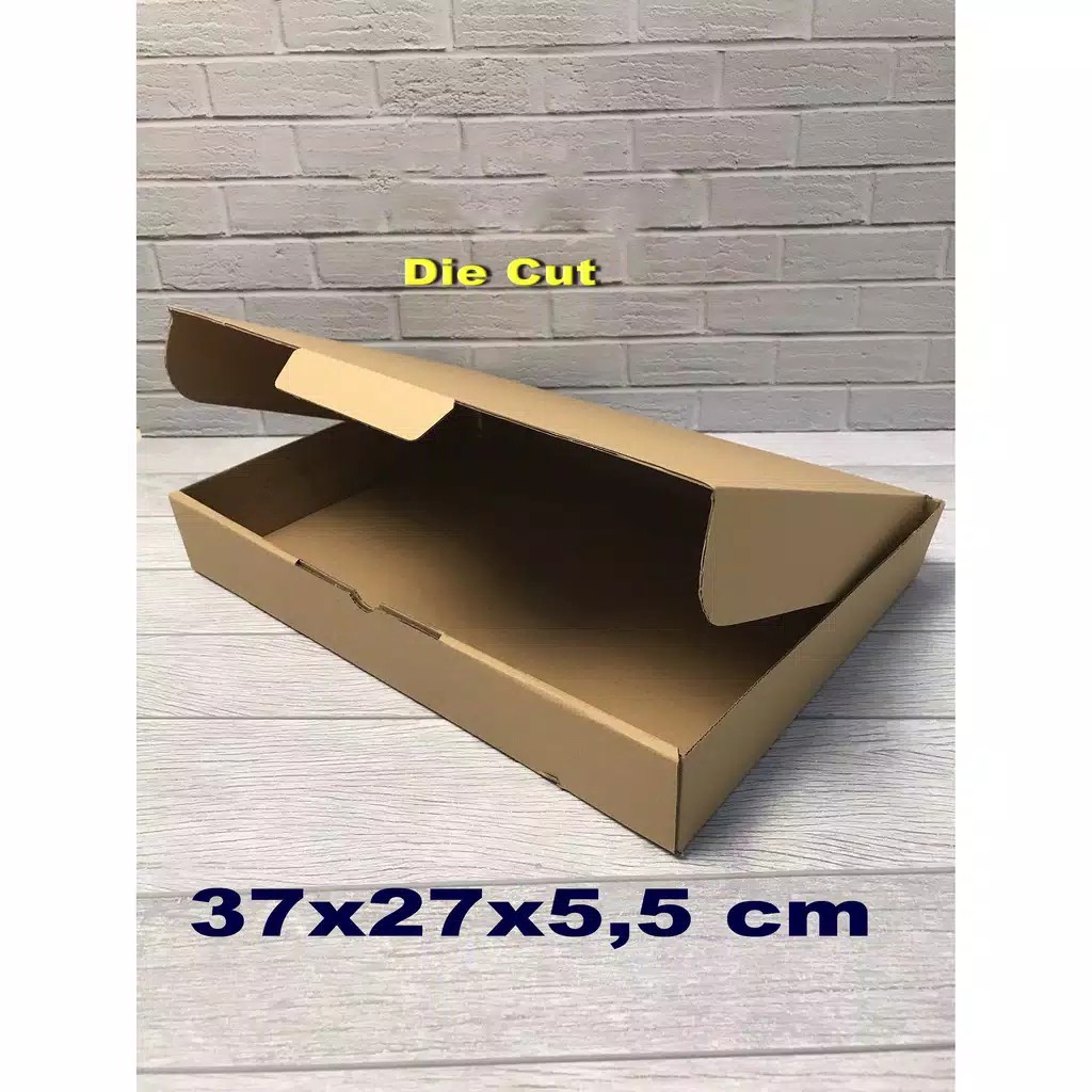 

Kardus 37 x 27 x 5,5 cm..Die Cut kotak untuk Donut isi 12 pcs - dll - model box pizza