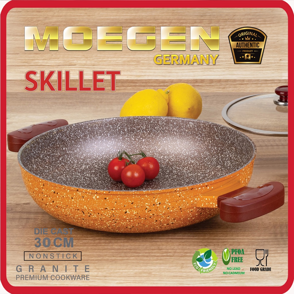 MOEGEN GERMANY SKILLET 30CM GRANITE ORANGE ANTI LENGKET ORIGINAL