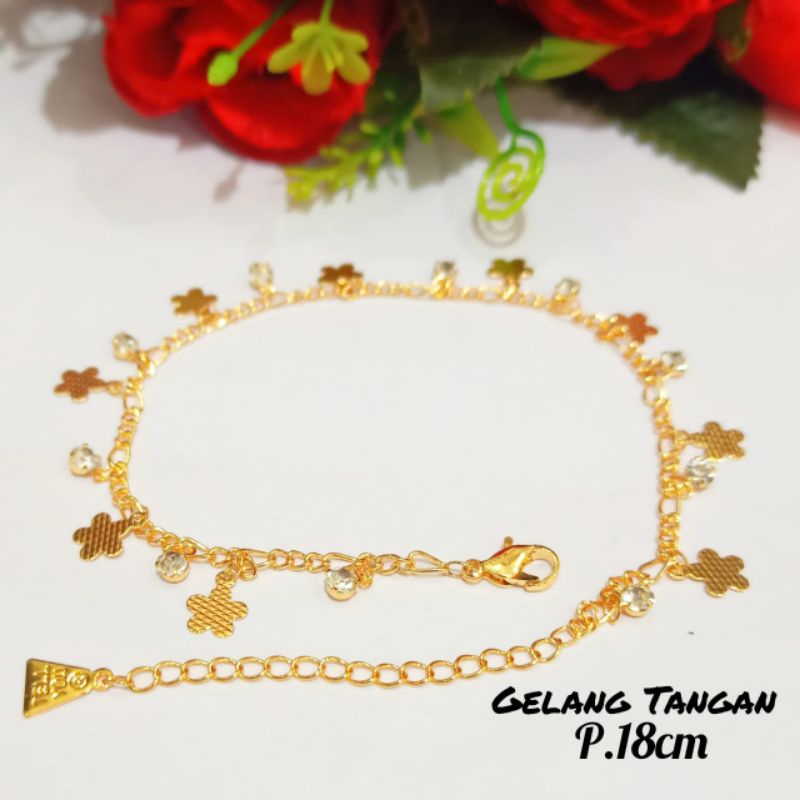 Set Dewasa permata elegan lapis emas18k tidak karat