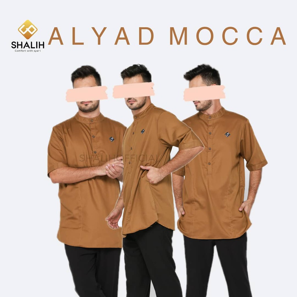 Baju Koko Kurta Pria Dewasa Lengan Pendek - Shalih Alyad Series - Mocca