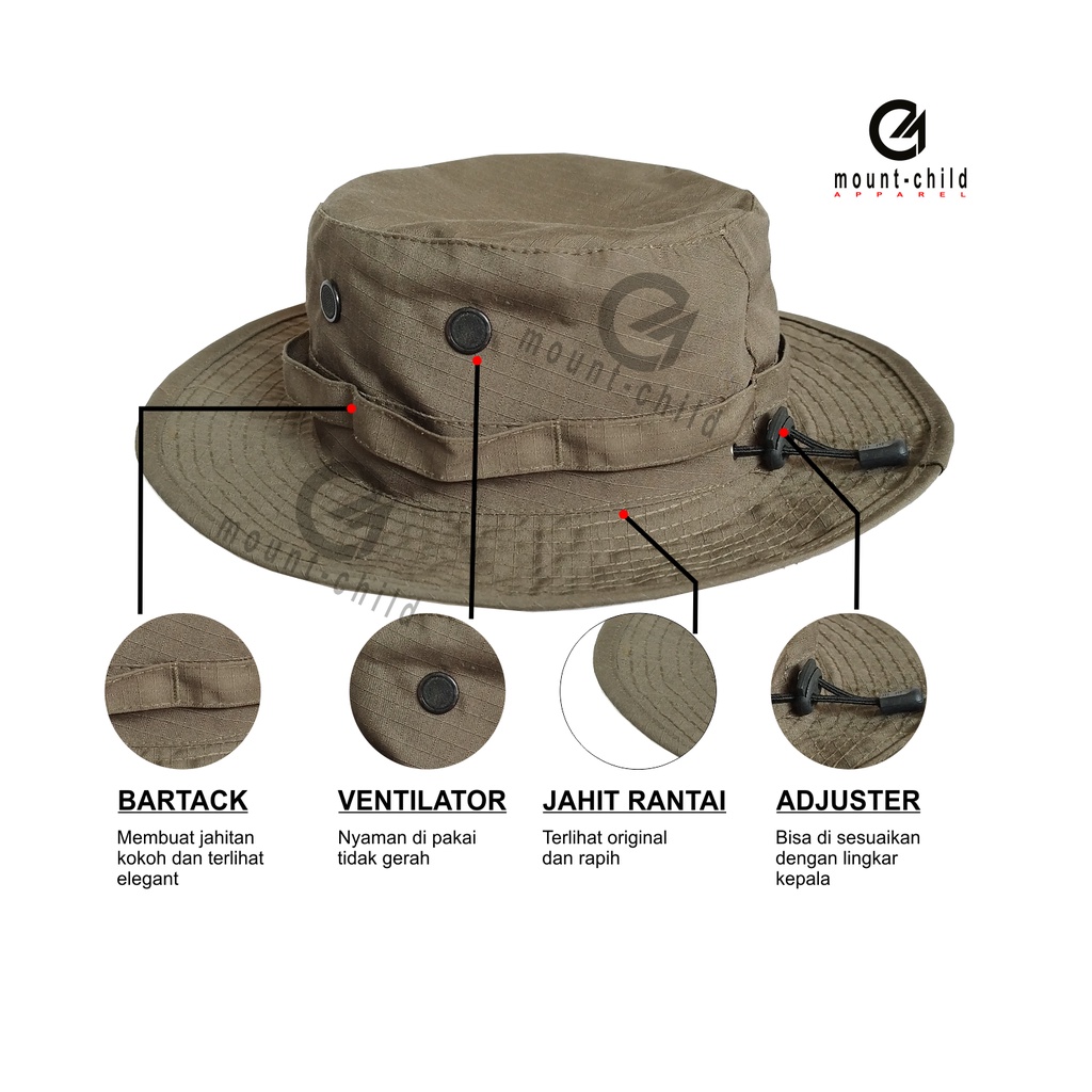 TOPI RIMBA OUTDOOR JUNGLE HAT PRIA WANITA RIPSTOP PREMIUM QUALITY TOPI CAMPING