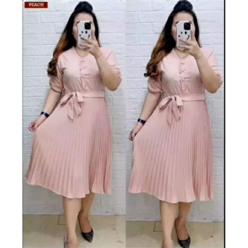 Pakaian Wanita  Dres Shakila Premium Kombinasi Plisket