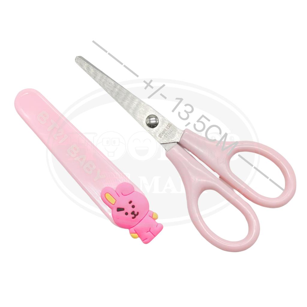 GUNTING ANAK MINI + TUTUP KARAKTER BT21 / SAFETY SCISSORS BTS BT21 [IMPORT]