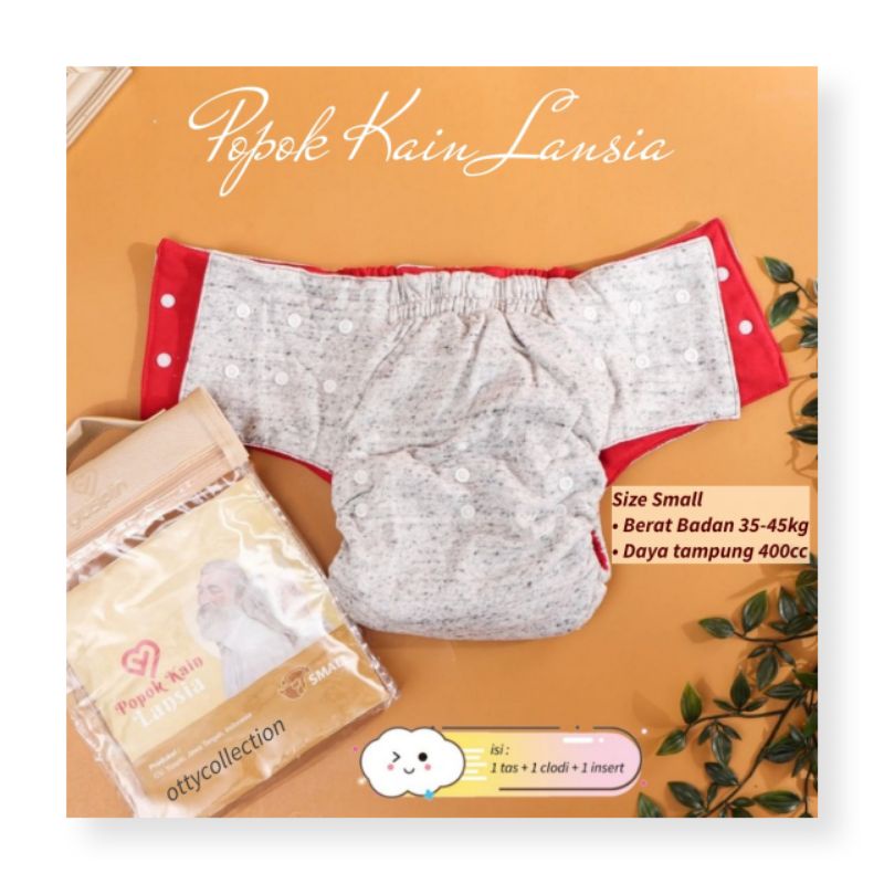Clodi Yuspin Lansia Small Size Antibacterial Silver Plus Model Snap atau Popok Kain Kancing Lansia