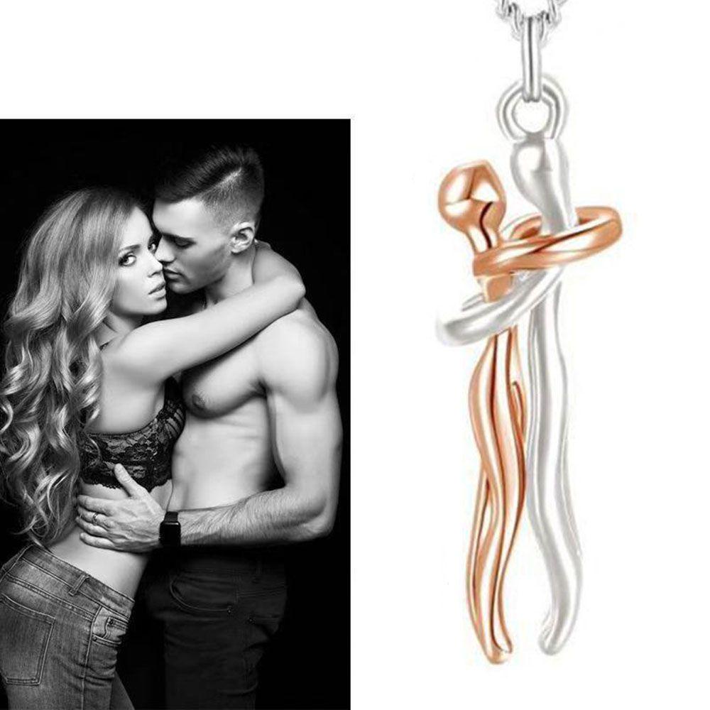 PREVA Couple Hugging Pendant New Jewelry Valentine's Day Gift Love Style Necklace