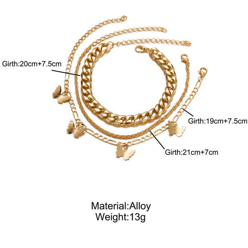 3pcs / Set Gelang Kaki Rantai Ular Warna Emas / Silver Untuk Wanita
