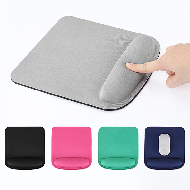 Mouse Pad Bentuk Persegi Ergonomis Anti slip Warna Polos Dengan Bantalan Pergelangan Tangan