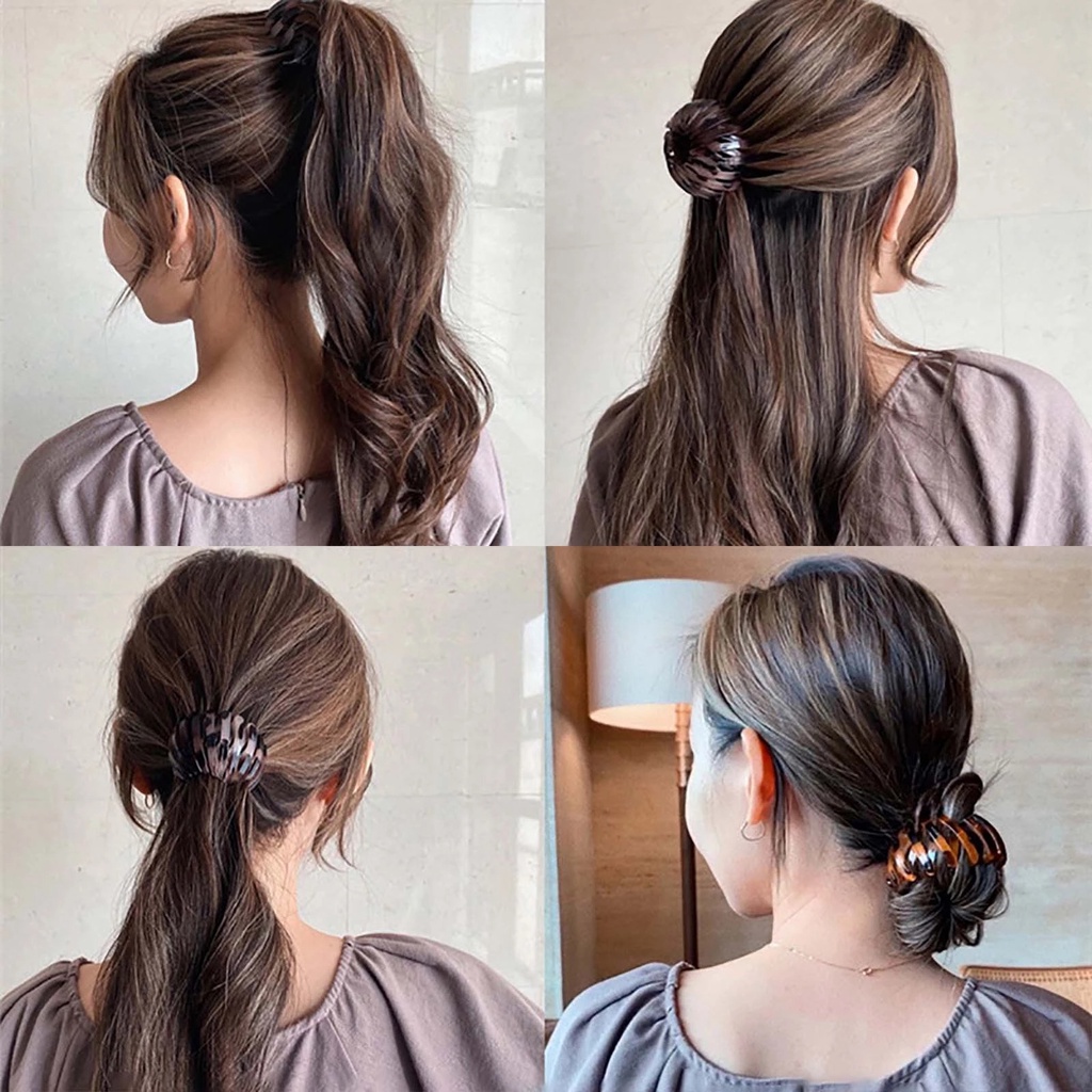 Rambut Tetap Gaya Rambut Styling Rambut Ikat Rambut Ponytail Gesper Pemegang Cakar Lady Gadis Retro Leopard Bud Ball Hair Ring Scalable Shrinkable Hairpin