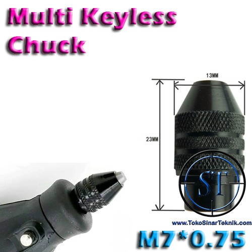 Chuck Multi Keyless M7x0.75 Tanpa Collet utk Mini Grinder Bor Dremel Shank Mandrel Mini Dril Gerinda Bor