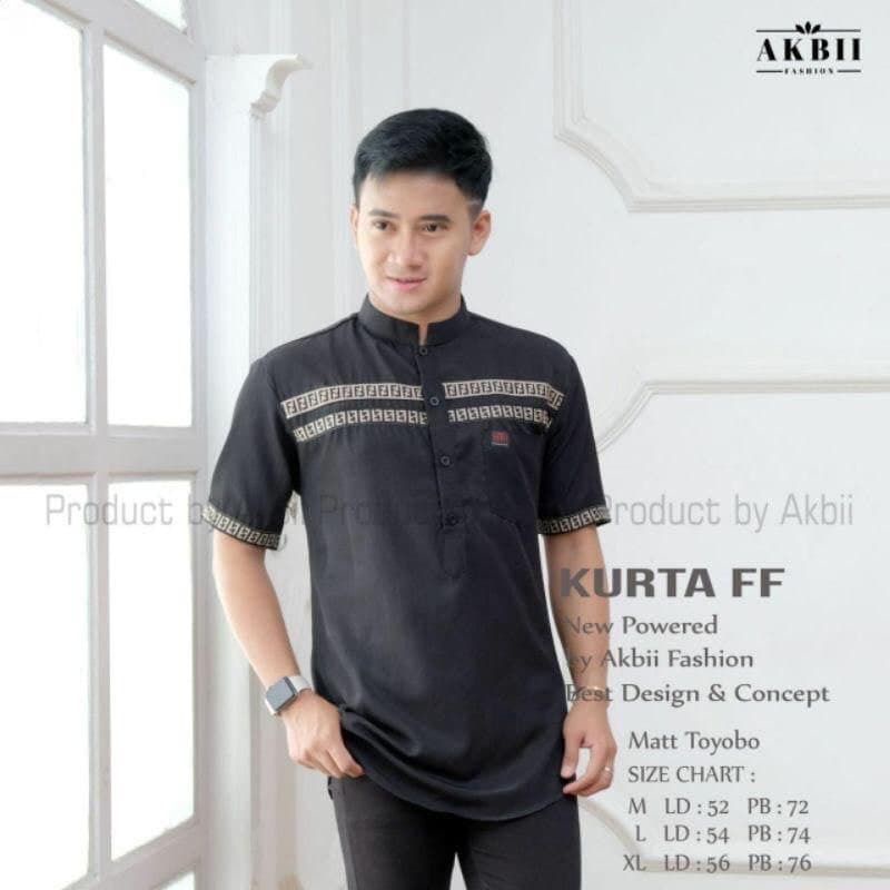 Kurta koko dewasa lengan pendek/koko kurta ff terlaris bahan katun toyobo