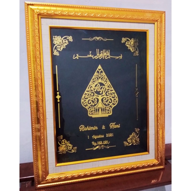 MAHAR FRAME / PIGURA FRAME GUNUNGAN WAYANG MAHAR RUSTIC UANG / EMAS / LOGAM MULIA MAS KAWIN