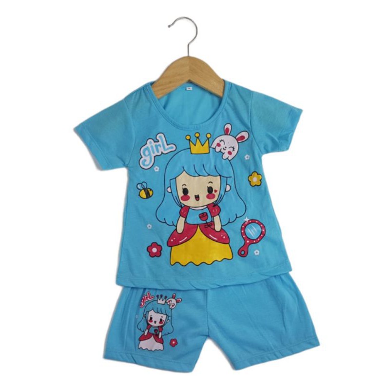 SETELAN BAJU ANAK PEREMPUAN SIKUNING NEW MOTIF QUEEN GIRL 2-6 TAHUN